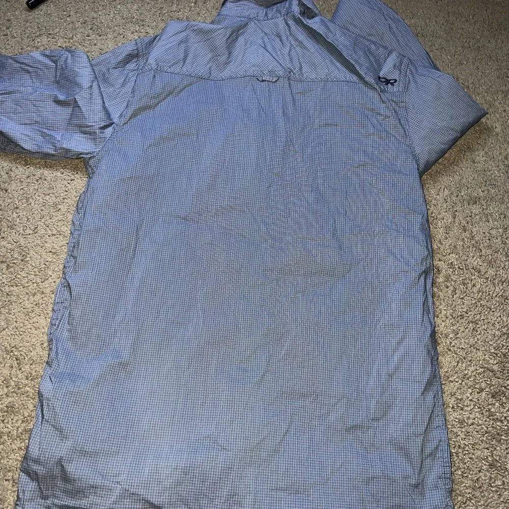 Outdoor Research Onward Long Sleeve Shirt Men L Blue Check Stretch Lined